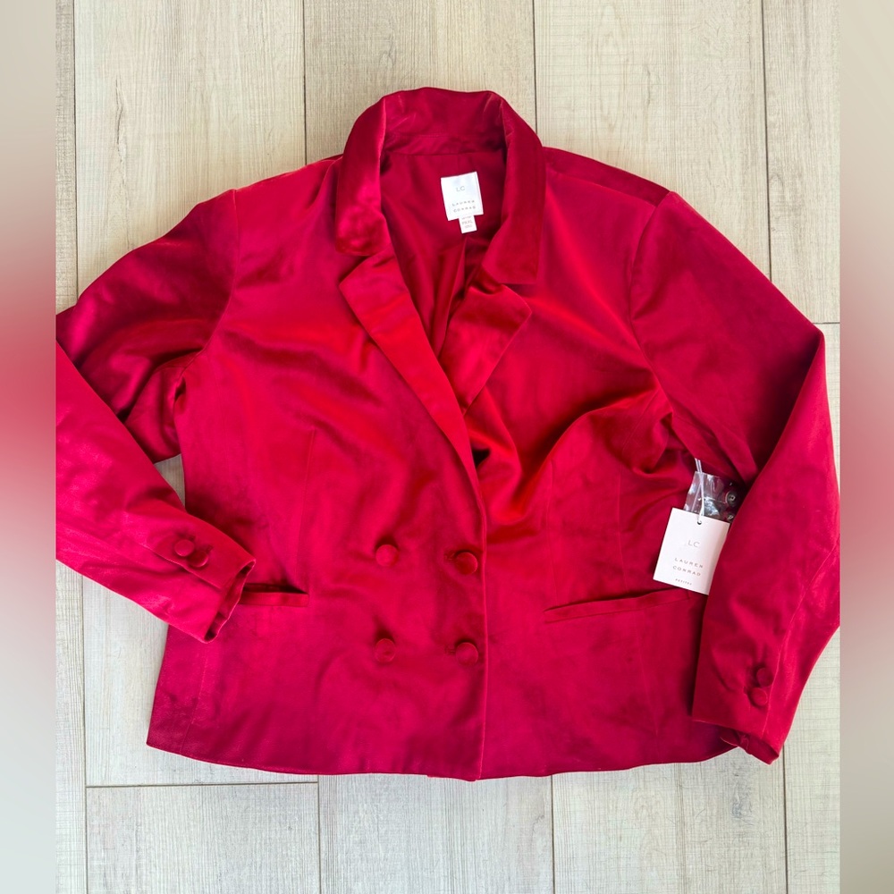 New with tags Lauren Conrad Petite xxl red velvet blazer